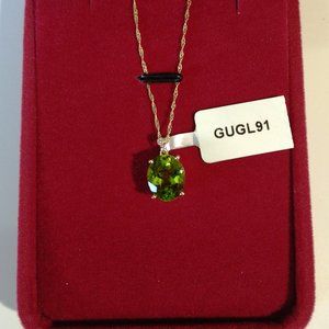 SOLD! Genuine Peridot Gold Pendant & Chain